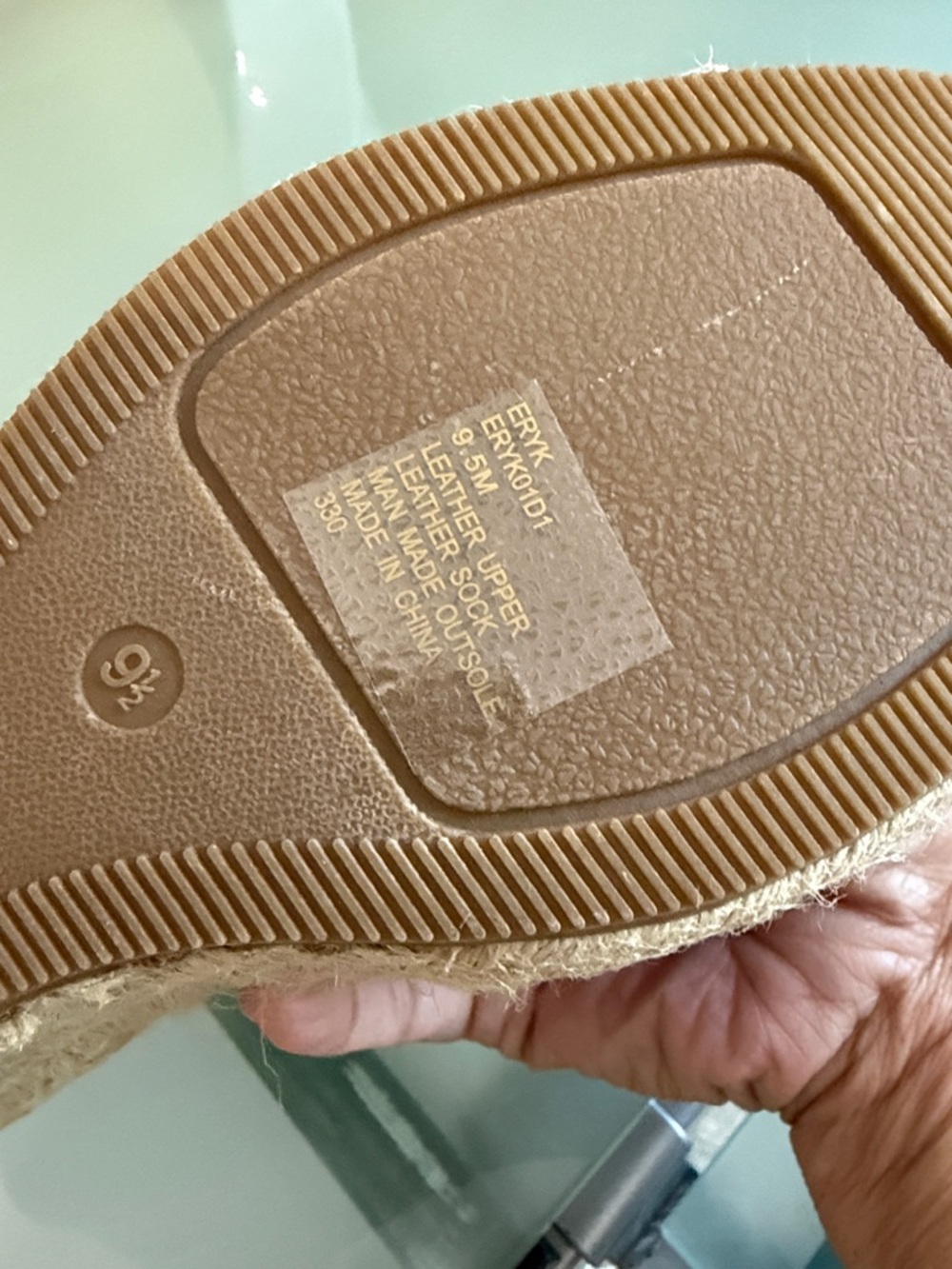 Steve Madden Leather Espadrille Wedge Sandals Size 9.5 | Tan Platform Slides - Picture 10 of 10